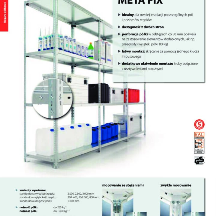 regał magazynowy c150fix ocynkowany